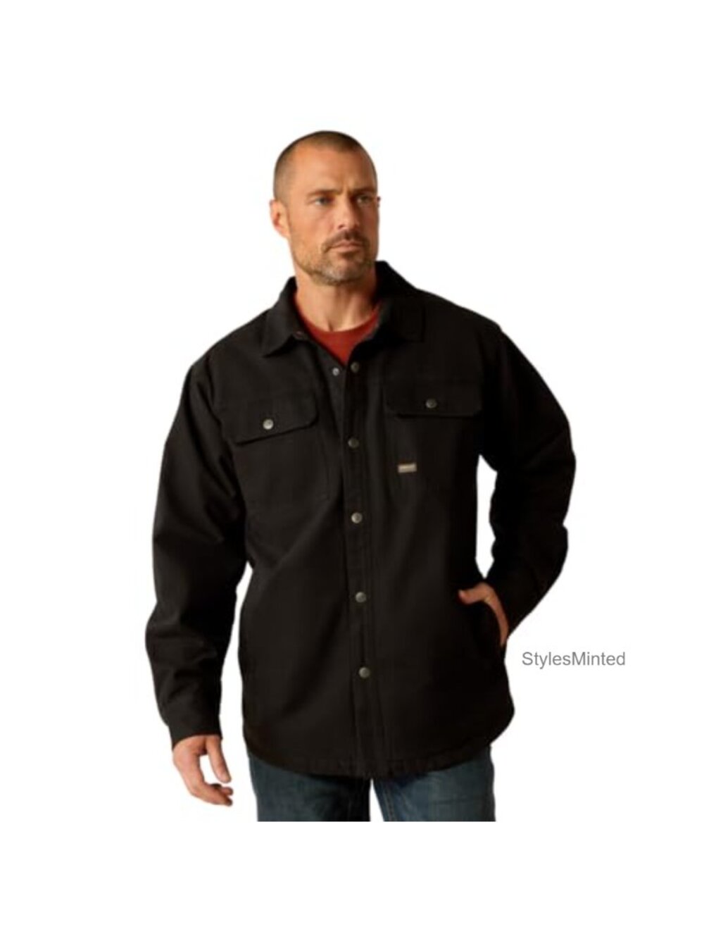 Rebar Classic Canvas Shirt Jacket Snap Cuffs Work Utility Outerwear